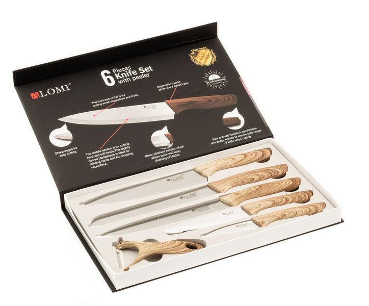Alomi 6 Pieces Knife Set with Peeler