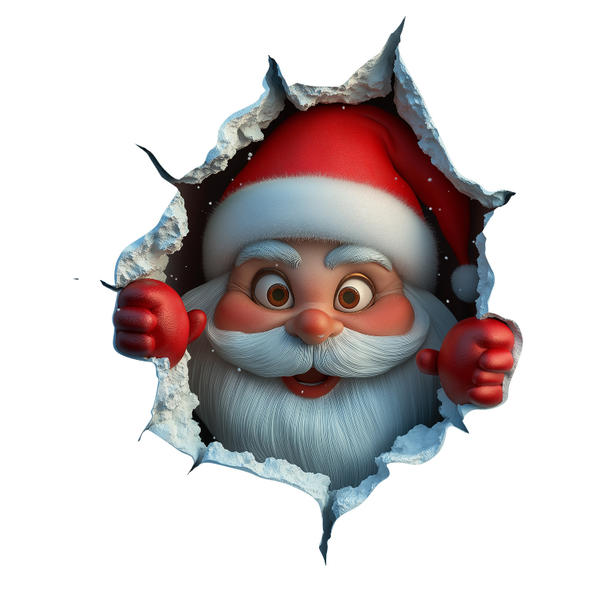 3PCS Creative Christmas Cartoon Wall-Breaking Santa Claus Wall Decal
