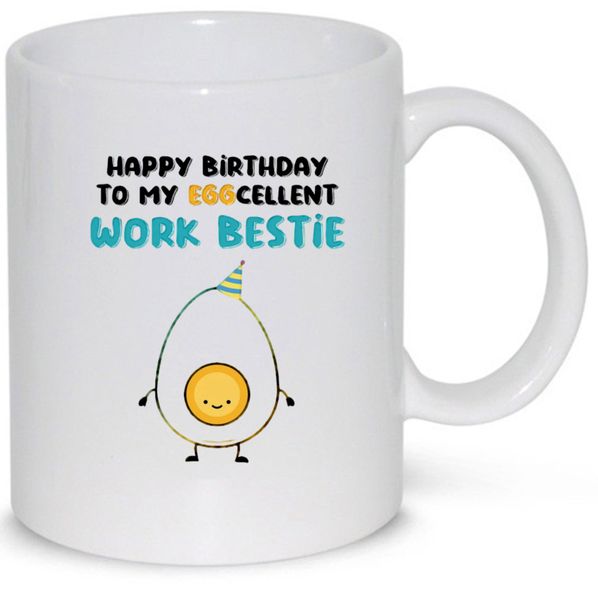 Happy Birthday To My Eggcellent Work Bestie Gift 11Oz Premium Coffee Mug