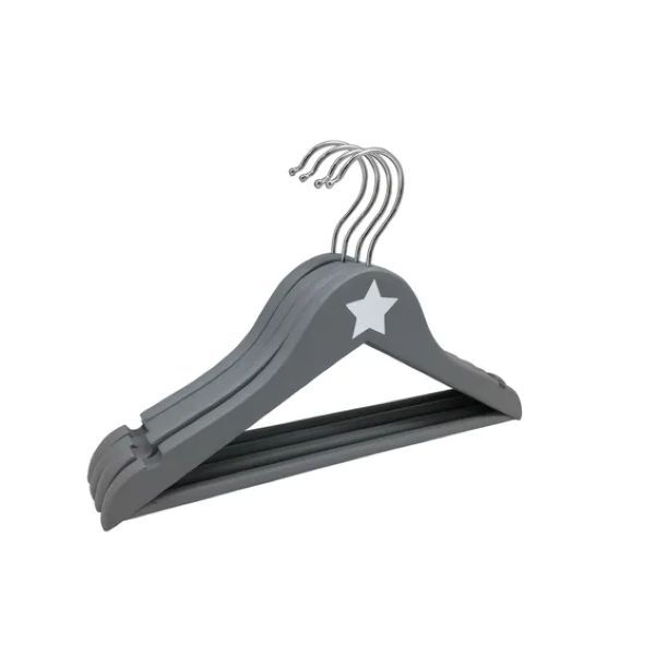 Wooden Kids Hanger 4 Pack Grey
