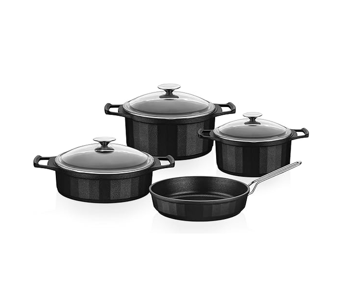 Vision Aluminum Non-Stick Pot Set - Black - 7 Piece