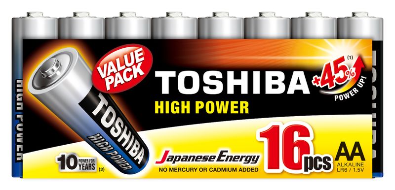 Toshiba High Power AA Alkaline Multi-Pack - 16