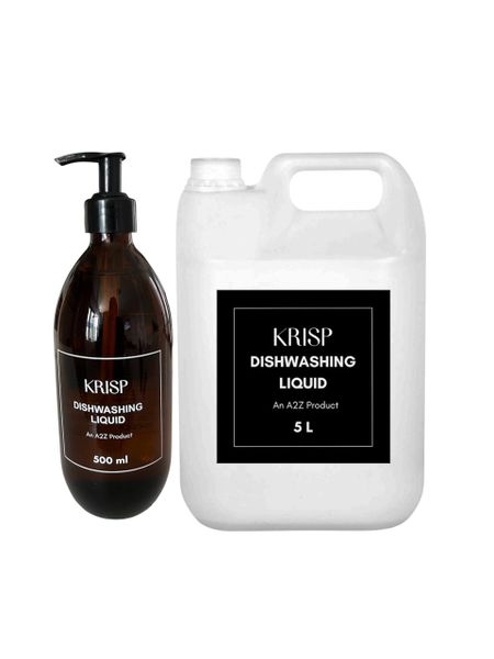 KRISP A2Z Dishwashing Liquid 5 L &amp; Amber Glass Bottle 500 ml