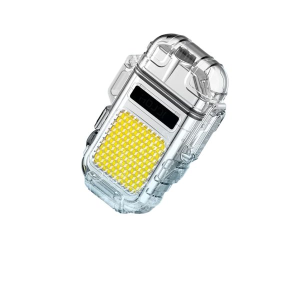 Rechargeable Mini Hook Flashlight With Lighter Clear Case- SD