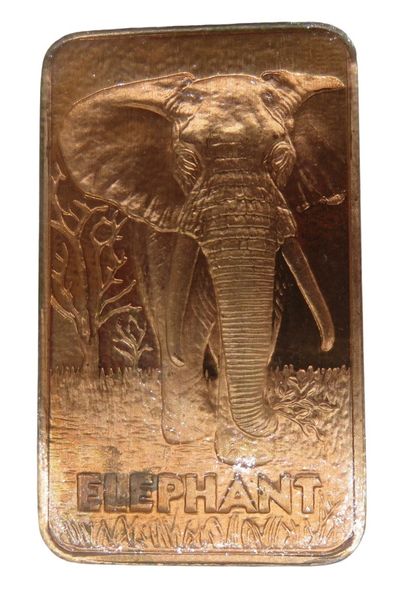 Pure Copper Minted Bar- Elephant - 40 Gram Copper Bar