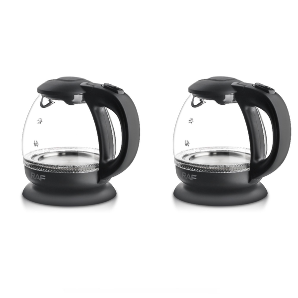 2 Pieces 1600W RAF Glass Kettle 1L