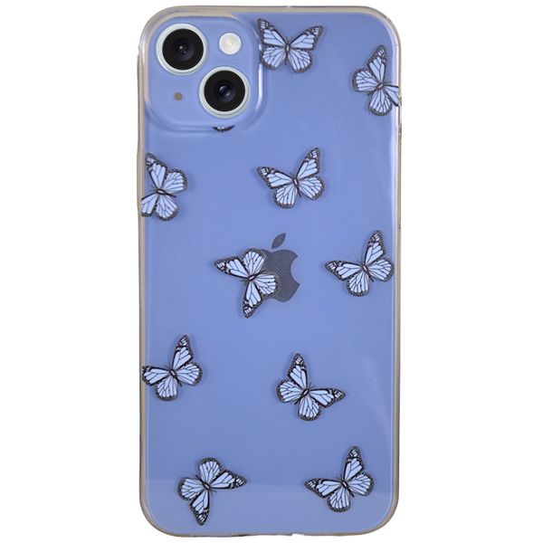 Clear - Phone Case with Blue Butterfly Print - Iphone 14 Pro Max
