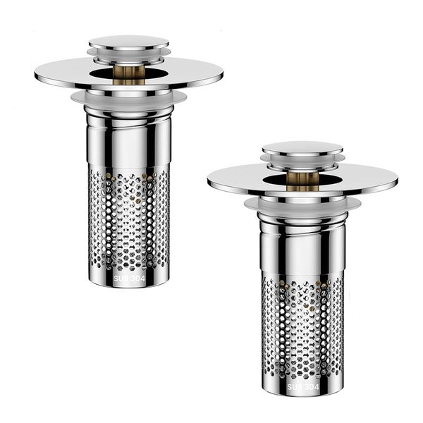 2 Pack Sink Drain Strainer, Universal Pop-Up Sink Stopper Hair Catcher