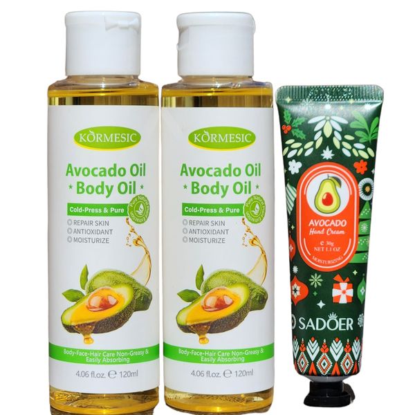 Kormesic Avocado Oil Body Oil ( 2 X 120ml) and Avocado Hand Cream