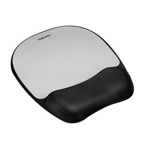Fellowes Memory Foam Mouse Pad/Wrist Rest - Silver Streak