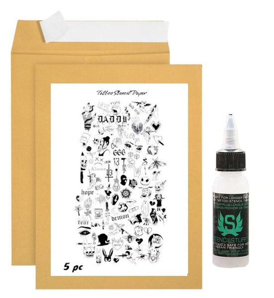 Tattoo Stencil Transfer Kit - Stencil Paper 5 Sheets + 30ml Stencil Stuff