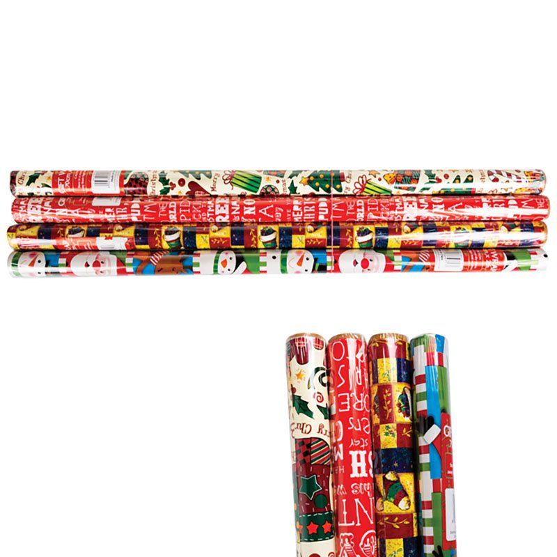 Bulk Pack x 4 Xmas Stationery Gift Wrap 2mx700mm