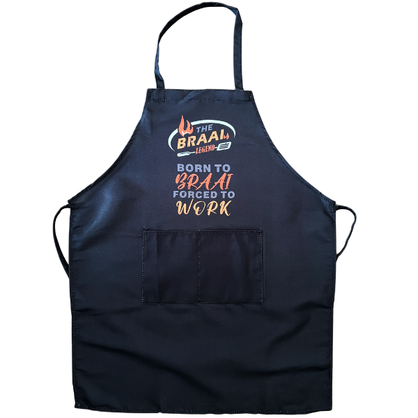 Apron - Born to Braai Forced to Work - Black - 1 Piece - One Size
