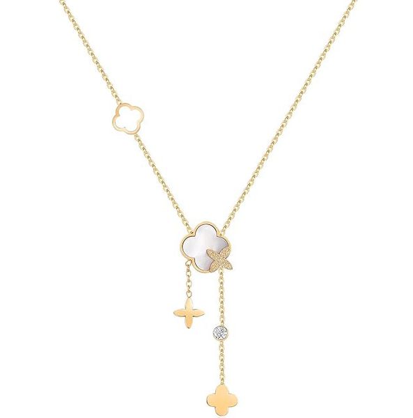 Necklace for Women 18K Gold Plated Jewelry Dainty Four Leaf - Gold