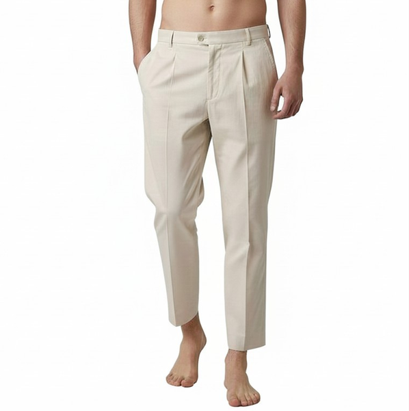 Men's Slim Fit Cropped Chino Pants Smart Casual Trousers Semi Formal Pants