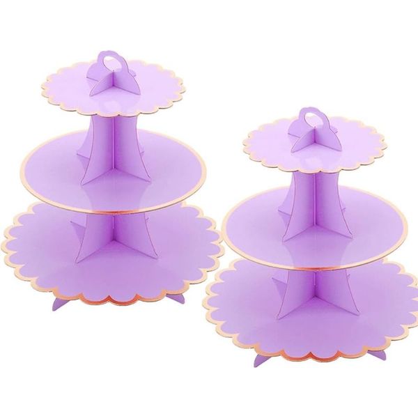 Display Dessert Three-Layer Tray-Purple image