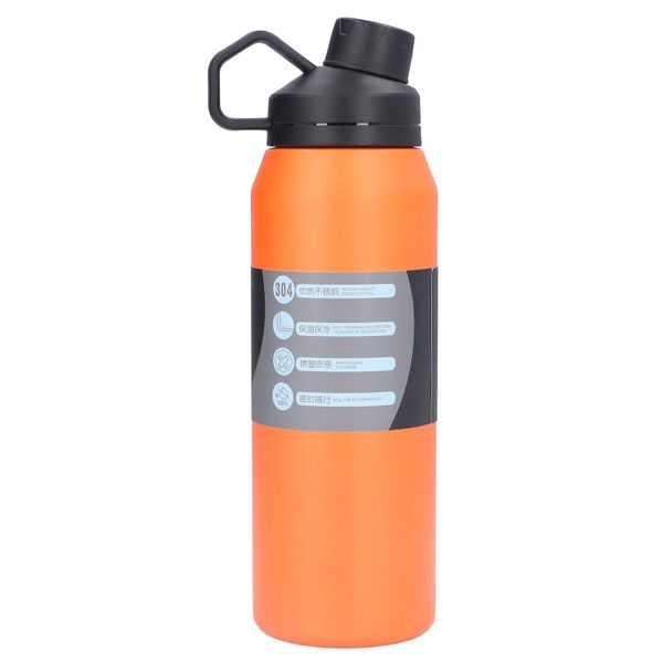 1000ml Metal Water Bottle 304 Stainless Steel Thermal Insulation Orange