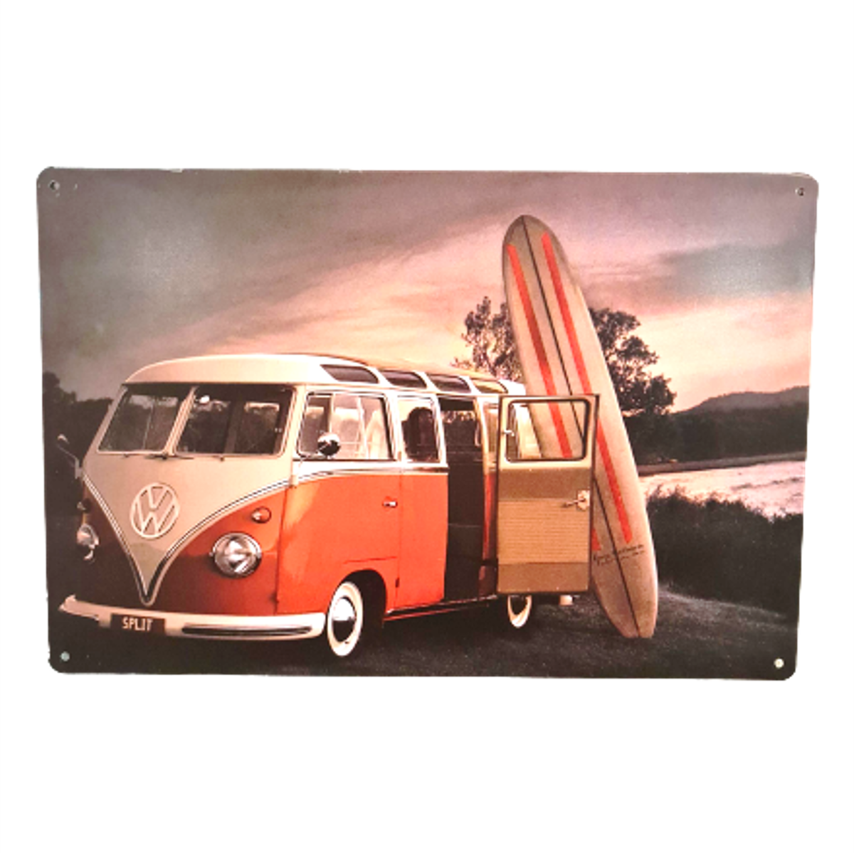 Tin Sign VW Red Splitty at Dawn | Buy Online in South Africa | takealot.com