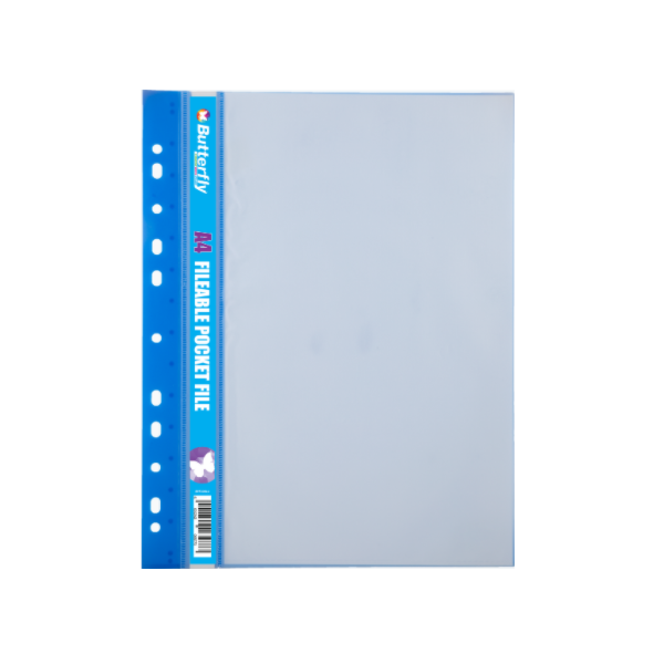Butterfly Fileable Pocket File - Solid Cover 20 Page - Blue (Pack Of 5)