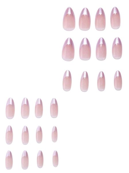 24 Piece - Almond Shaped Glossy Nude Ombre Press-On Nails - Lilac Purple