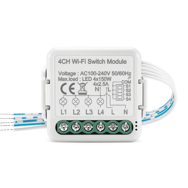 Smart Life Tuya WIFI 4CH 150W LED Light / 2.5A 550W Appliance Mini Switch