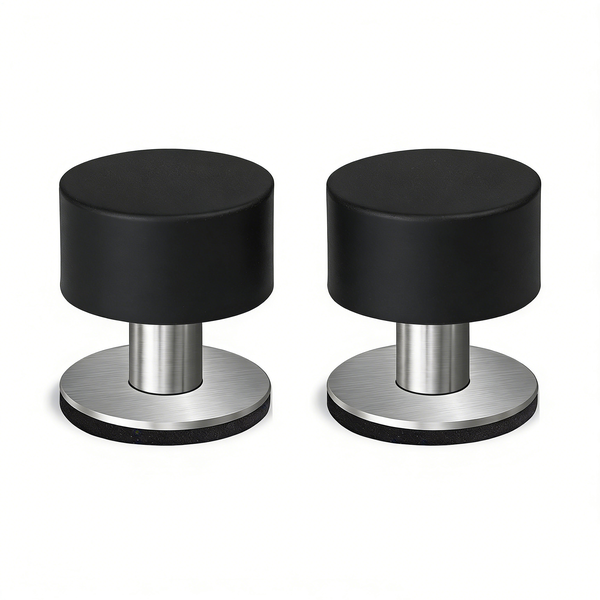 2 Pcs Self-Adhesive Door Stopper with Rubber Head and Stainless Steel Body