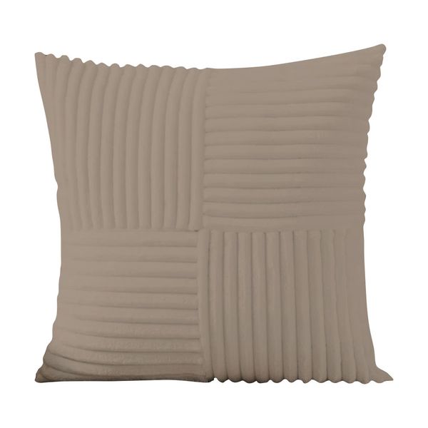 Pandok - Velvet Corduroy Abstract Cushion Cover with Inner - Tan