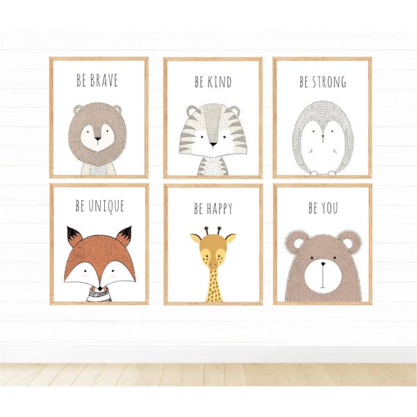 Woodl&amp;s Animals Be Brave - A3 - 29cm x 42cm -6 Set