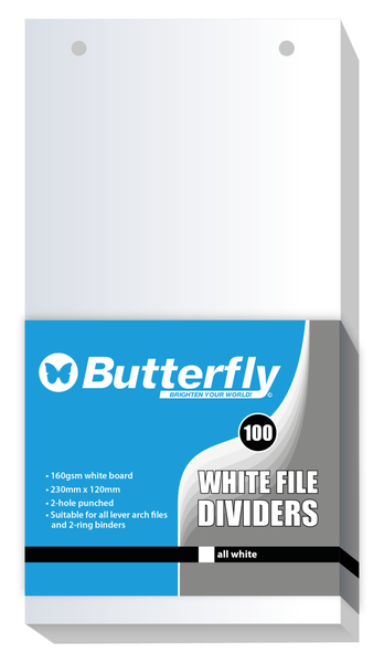 File Divider 120Mm X 230Mm White Board - Pack of 100