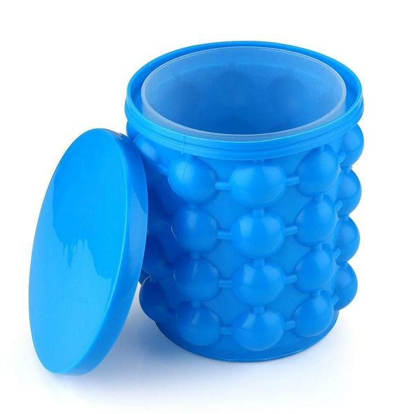 Portable Silicon Ice Cube Maker, Bucket with Lid