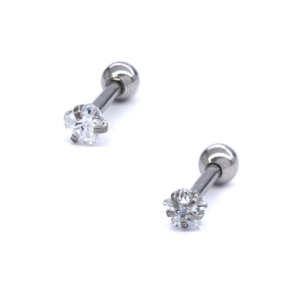 Androgyny 2 Piece: Stainless Steel Star &amp; Heart Cubic Zirconia Piercing