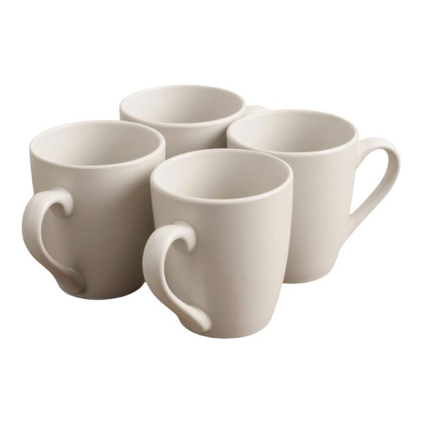 Coffee Mug Set 350ml 4 Piece White Porcelain