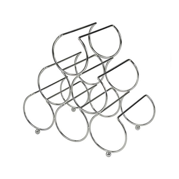 6 Bottle Iron Wine Rack, Pyramid Holder for Countertop Storage - Silver