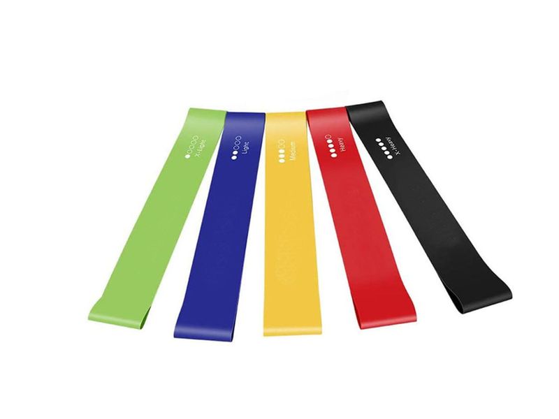 5 Pack Yoga Exercise Tension Band Rubber Stretch Elastic Training Fitness