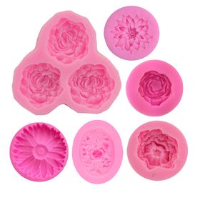 Craft Candle,Baking ,Soap Pink Silicone Flower Shaped Moulds Set of 6 ...