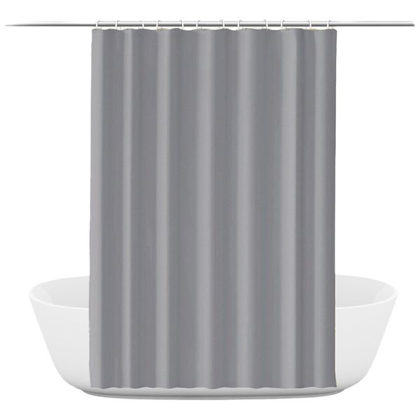 Plain Modern Shower Curtain with 12 Clear Hooks - 180 x180cm