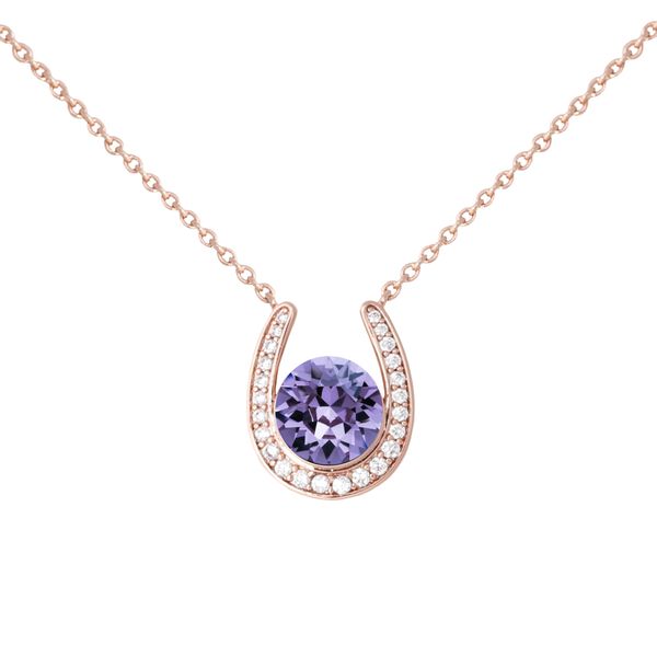 Stella Luna Horseshoe necklace- Swarovski Tanzanite Crystal Rosegold