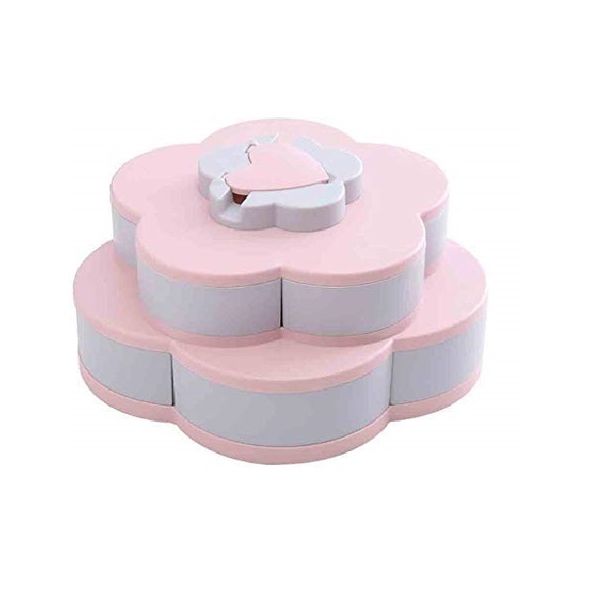 10 Grid Flower Design Rotating Food Storage Box with Phone Mount Stand