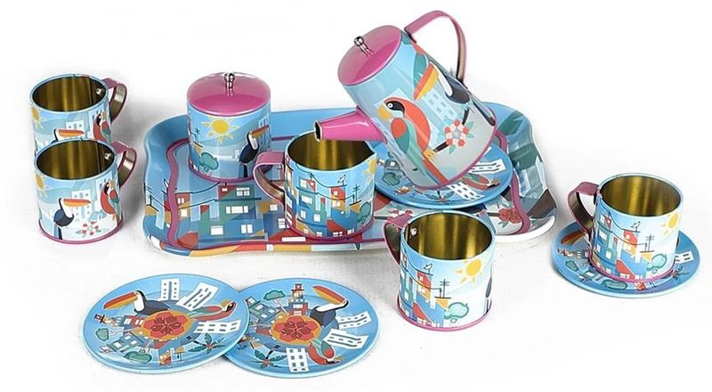 Kids Steel Tea Set Purple - 14 Piece