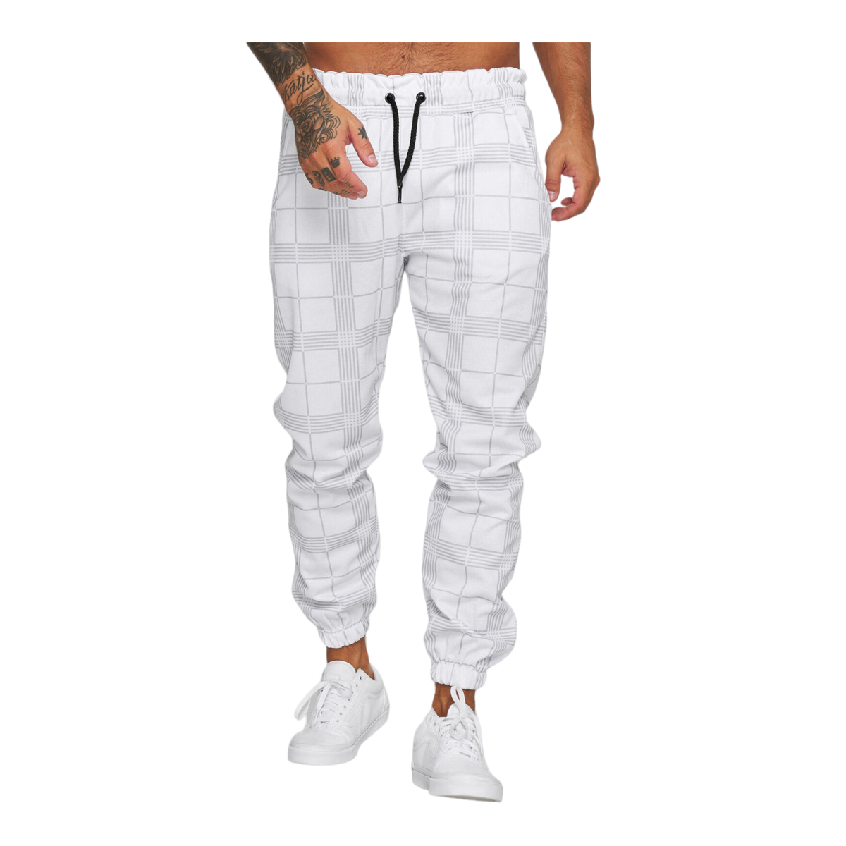 APEY - Joggers Checkered Men's Joggers Casual Tapered Cargo Pants ...