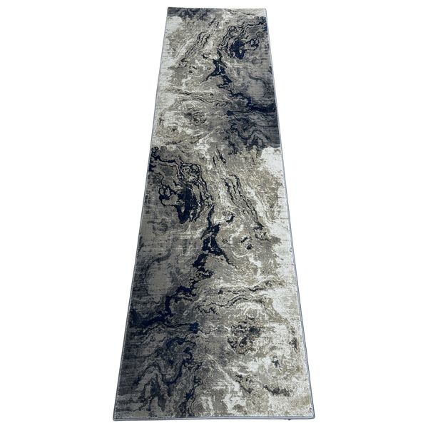 RUGS OF PERSIA Grey Cream Modern 300 x 80cm Machine Made Runner Rug