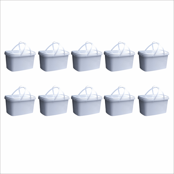 Rectangular Buckets with Handles &amp; Tamperproof Lids - Bulk Storage - 10 x 5L