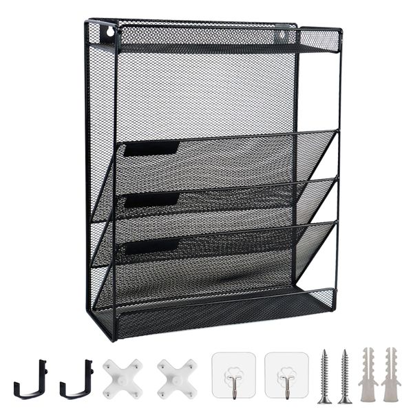 Metal Wire Mesh Document Holder File Storage Organizer-5 Layers-Black