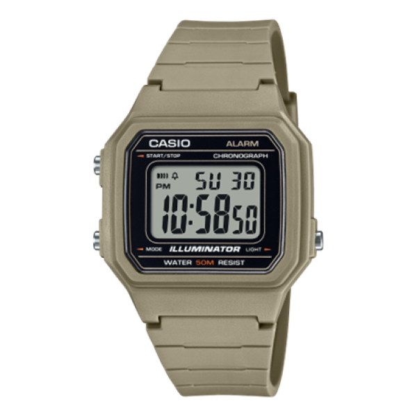 Casio W-217H-5AVDF -Digital Square Watch -Bronze &amp; Khaki -7-Year Battery