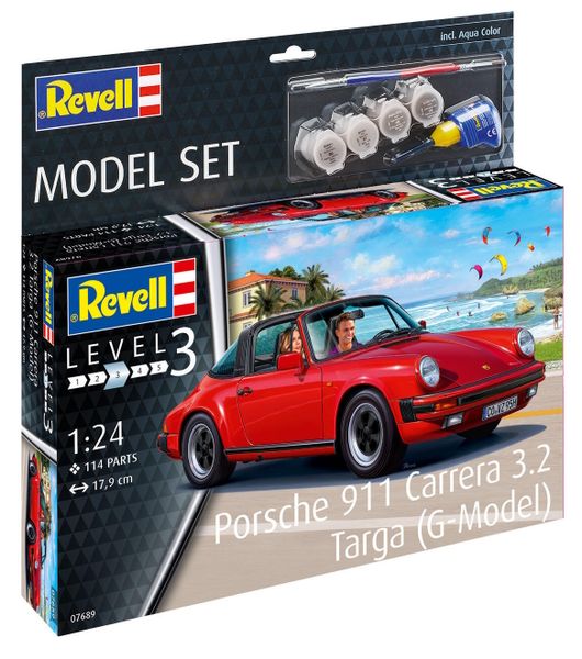Revell 1/24 Porsche 911 Carrera 3.2 Targa Model Kit w/paints, glue &amp; brush