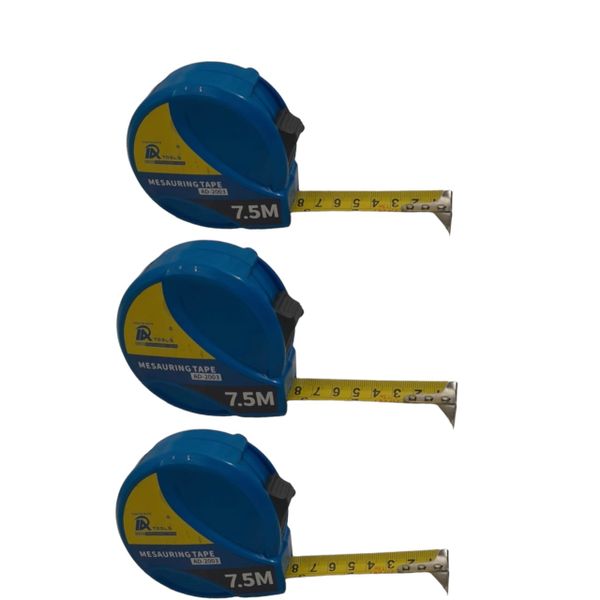 Measuring Tape - Steel - Blue - 7.5m-3 pack