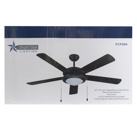 52-Inch 5-Blade Ceiling Fan with Light and Pull Chain Control 