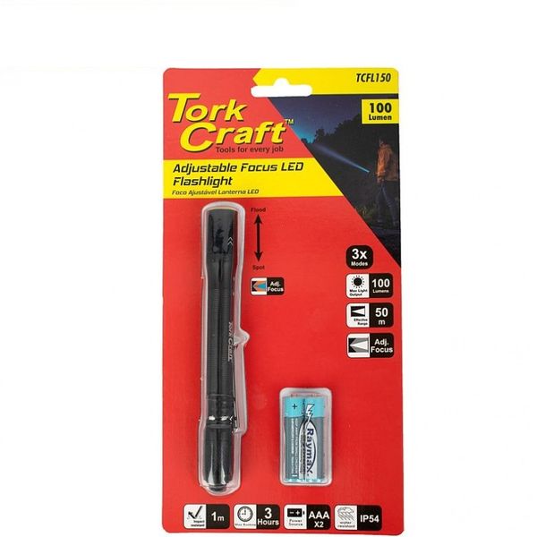 Torch LED Alum Focus Adjustable 100lm Black