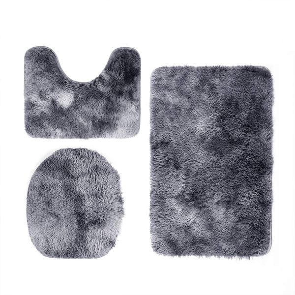 3 Piece Toilet Seat &amp; Bathroom Mats Set