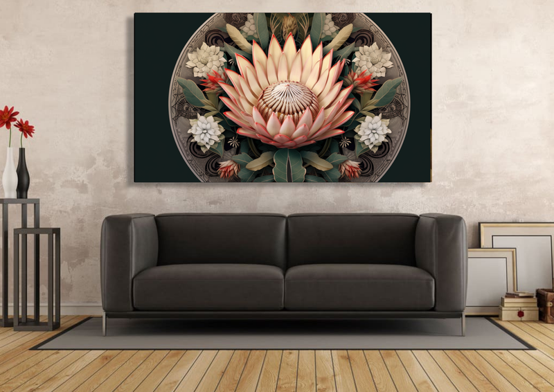 Canvas Wall Art - Protea Mandala Abstract - IM0321